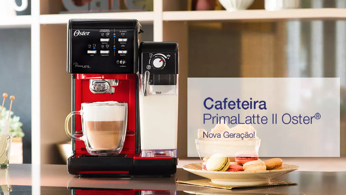 Cafeteira MAQUINA Expresso Oster Prima Latte 3 em 1 Capsula Pó e Sachê  Vermelha - Maquinas&Café