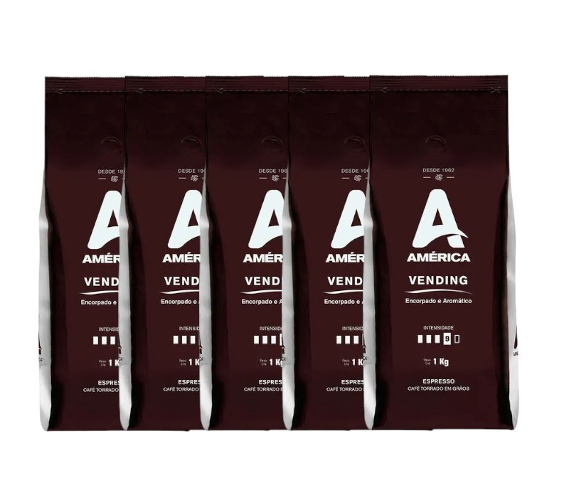 Kit 10kg Café Torrado Em Grãos América Vending 1