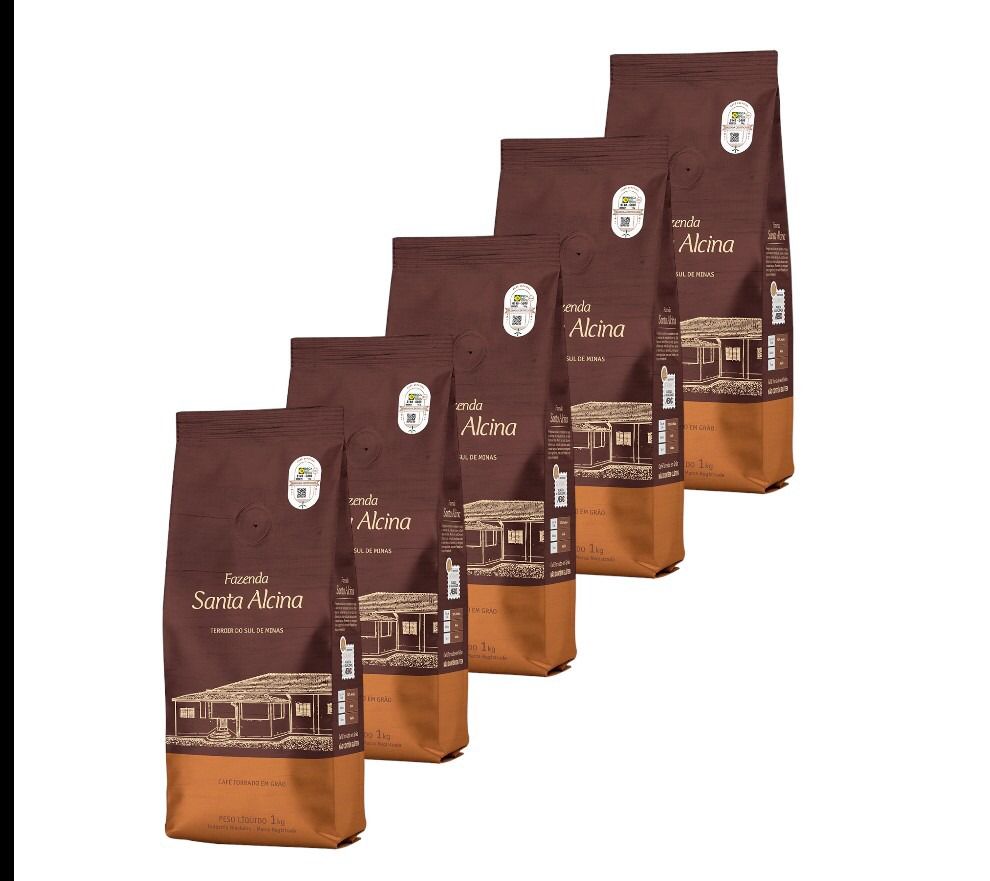Kit 5kg Café Torrado Em Grãos Santa Alcina 100% Arábica 1