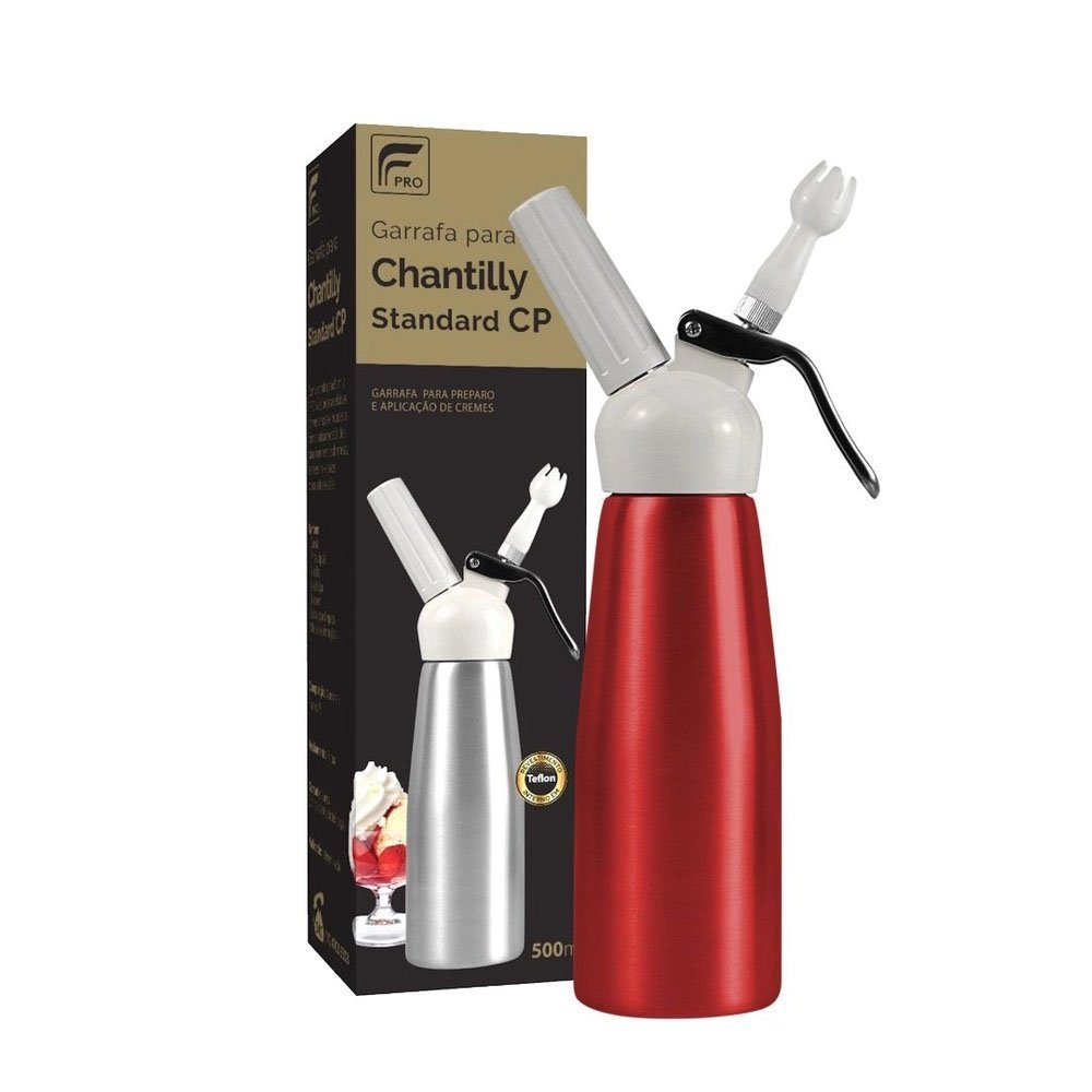 GARRAFA PARA CHANTILLY (AL PE) 500ML FPRO VERMELHA 1
