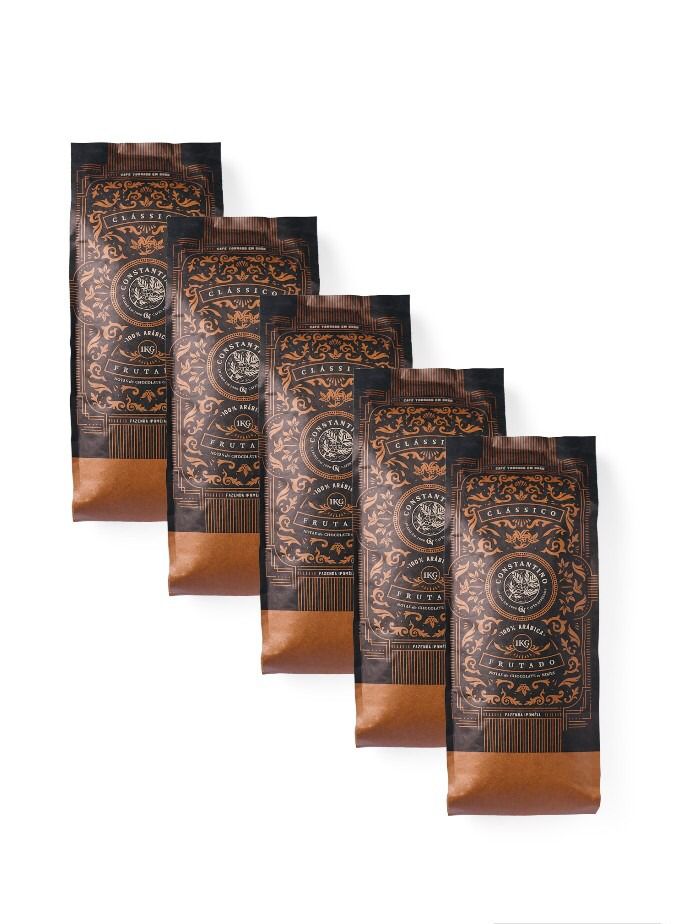 Kit 10kg Café Torrado Em Grãos Constantino 100% Arábica