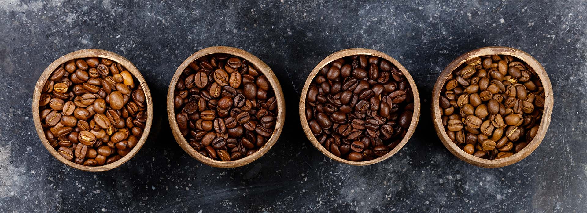 Quatro tipos de grãos de café