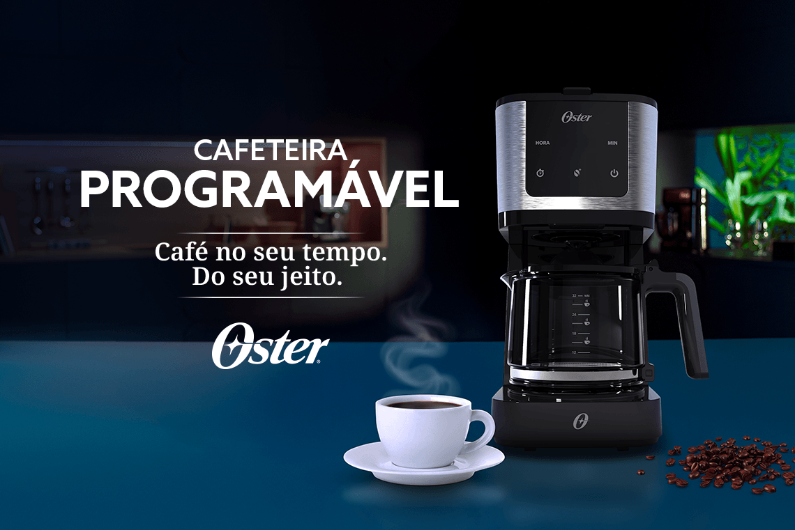 Cafeteira Oster Programável visão ambiente moderno